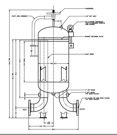 Rosedale Model 18 Standard Multi-Bag Housing (3 bag)