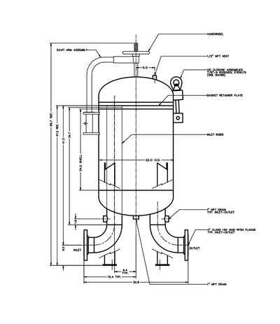 diagram with dimensions of multi round housing for cartridges or bags multi round