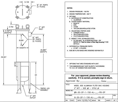 Filter Tech 8-30 Aluminum Housing