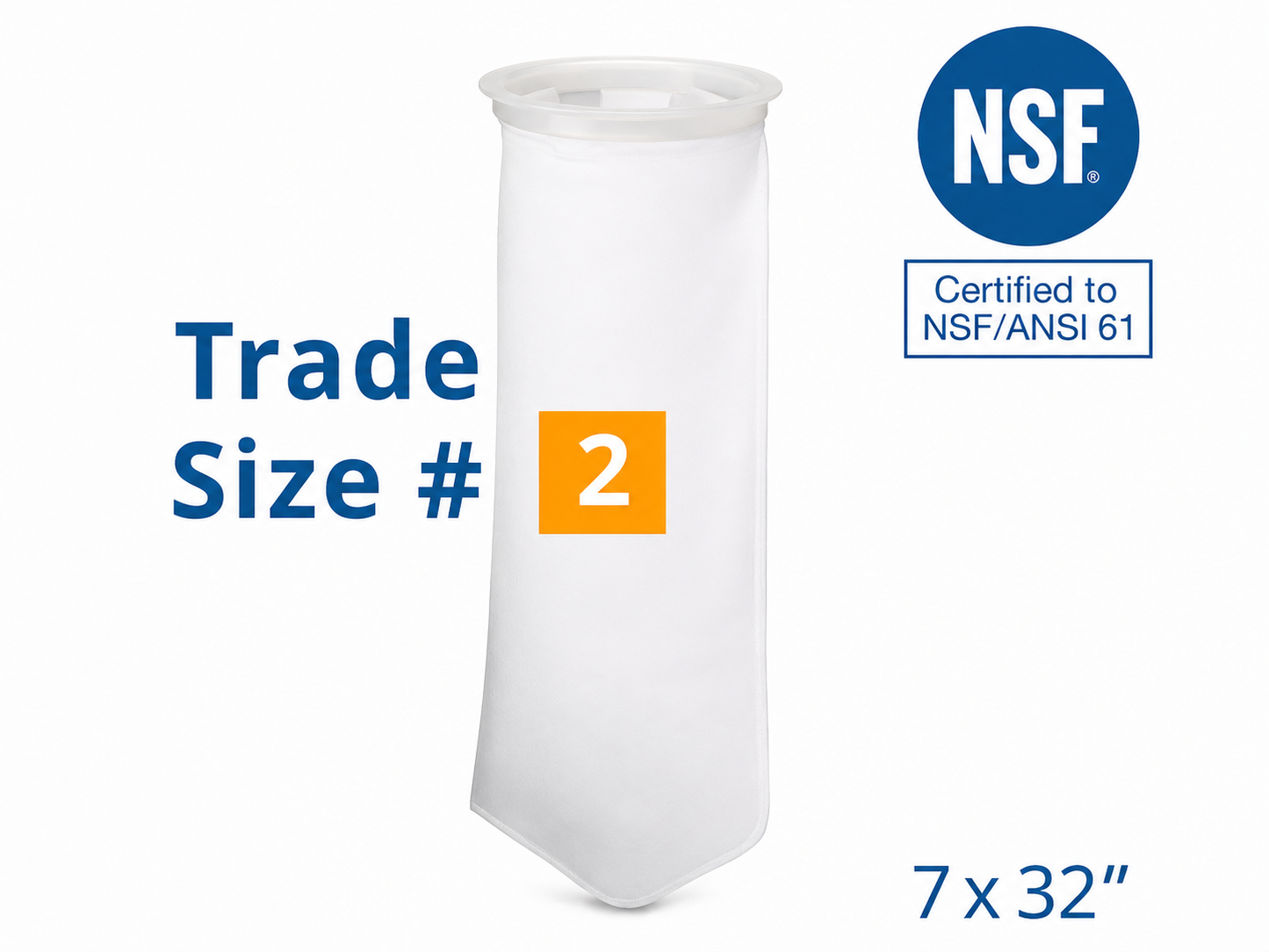 Size 2 NSF 61 Certified Filter Bags – FDA & USP Class VI Compliant