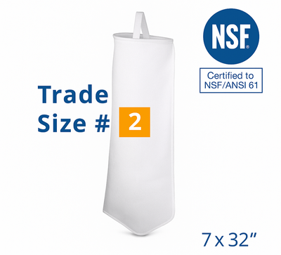 Size 2 NSF 61 Certified Filter Bags – FDA & USP Class VI Compliant