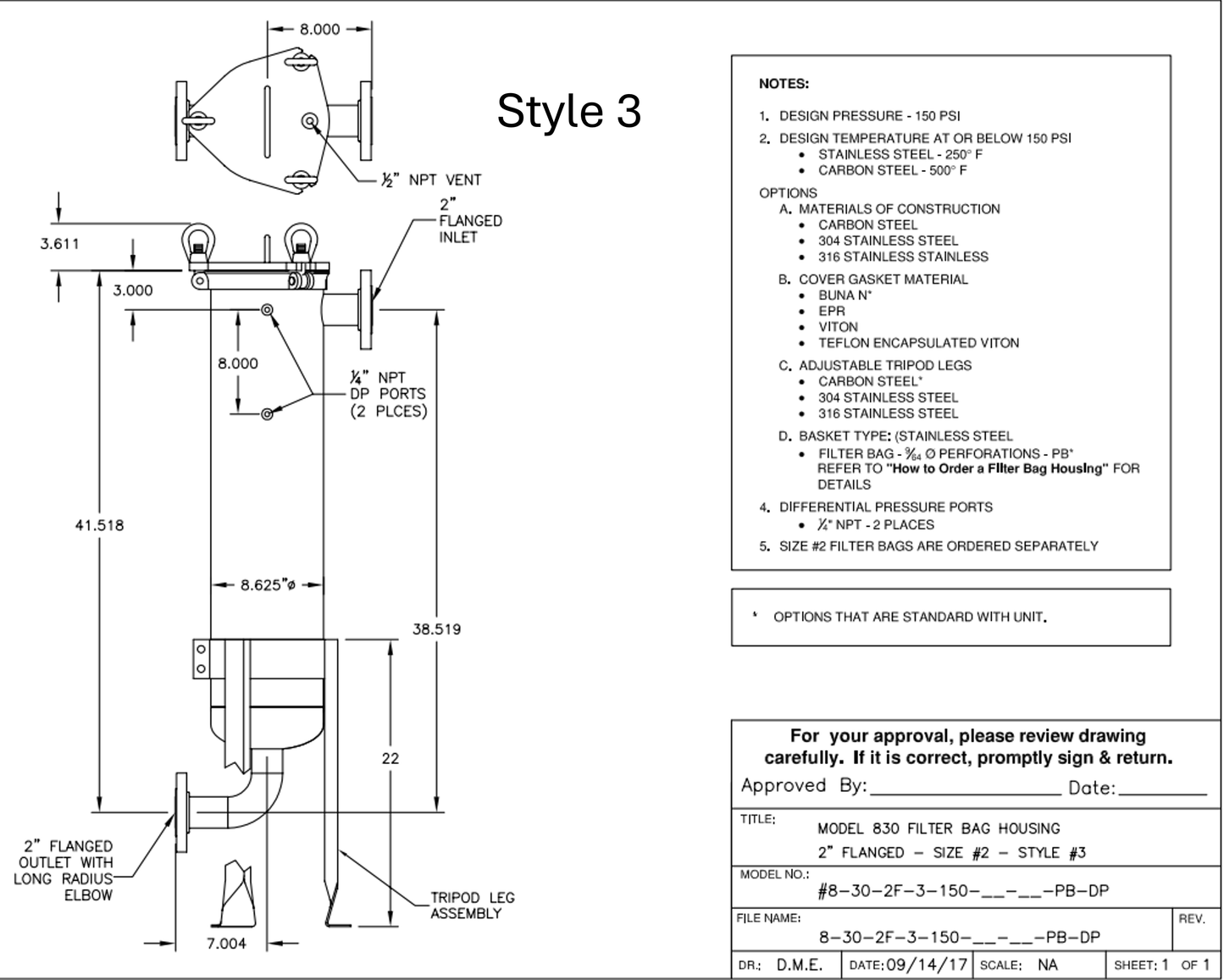 Filter Technology Model 8-30 Filter Housing