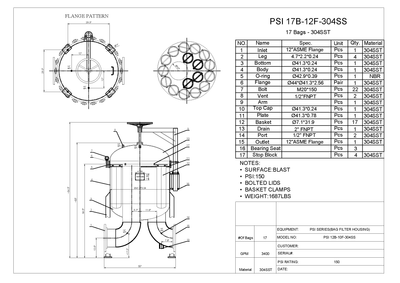 PSI Model 17B Multi-Bag Filter Housing (17 Bag)