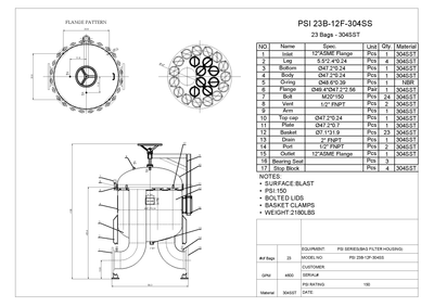 PSI Model 23B Multi-Bag Filter Housing (23 Bag)
