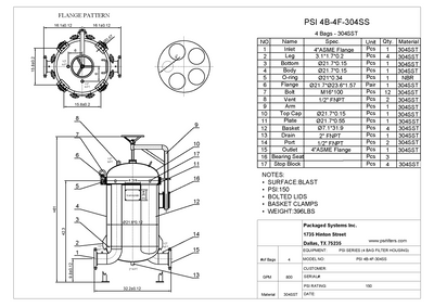 PSI Model 4B Multi-Bag Filter Housing (4 Bag)
