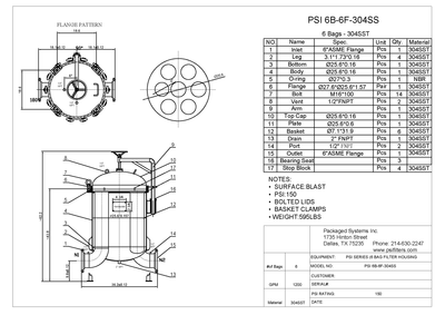 PSI Model 6B Multi-Bag Filter Housing (6 Bag)