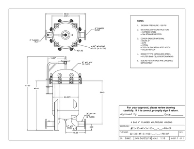 Filter Tech Model 22-30 Filter Housing (4 bag)