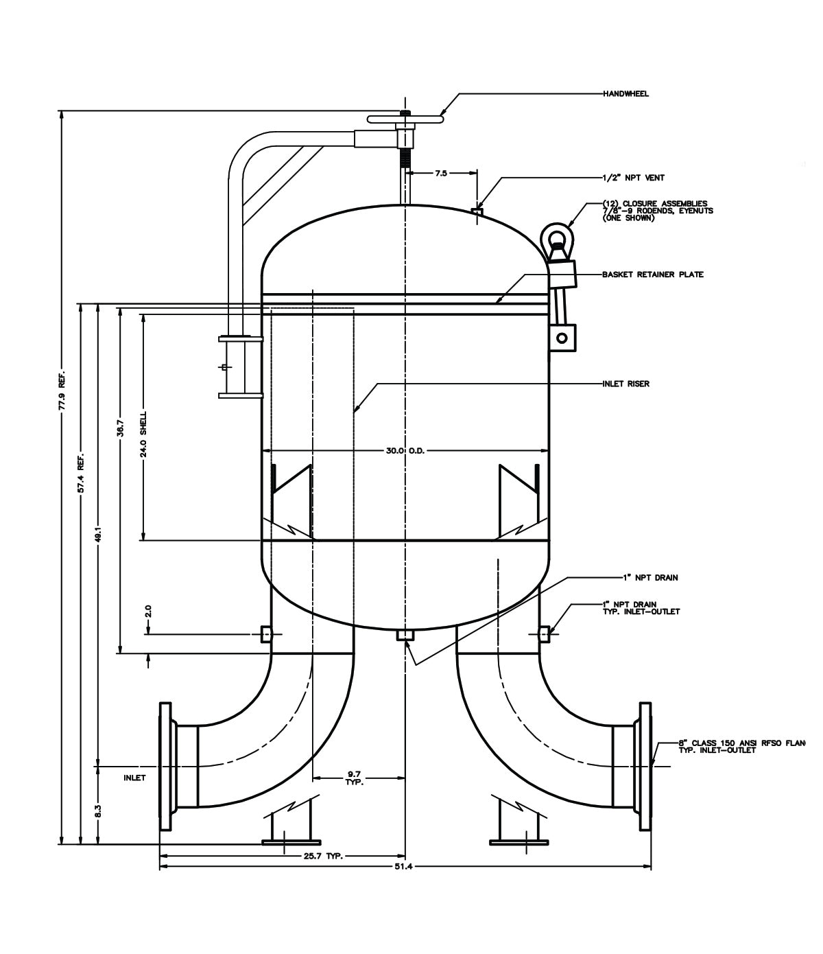 8 multi round bag housings eight compartments