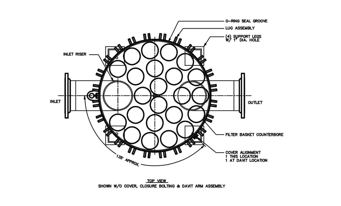 23 round multi housing bag cartridge compartment diagram illustration
