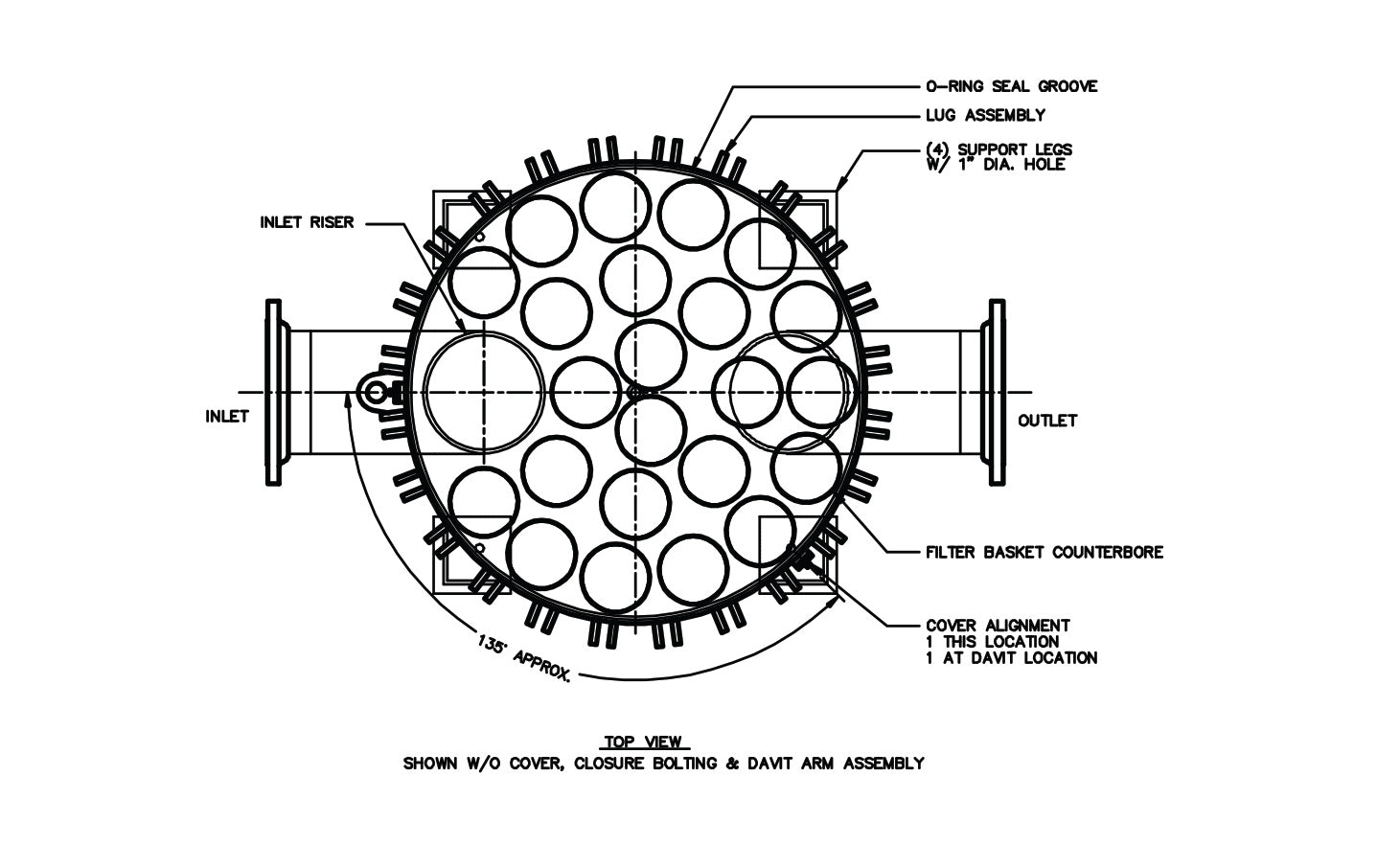 23 round multi housing bag cartridge compartment diagram illustration
