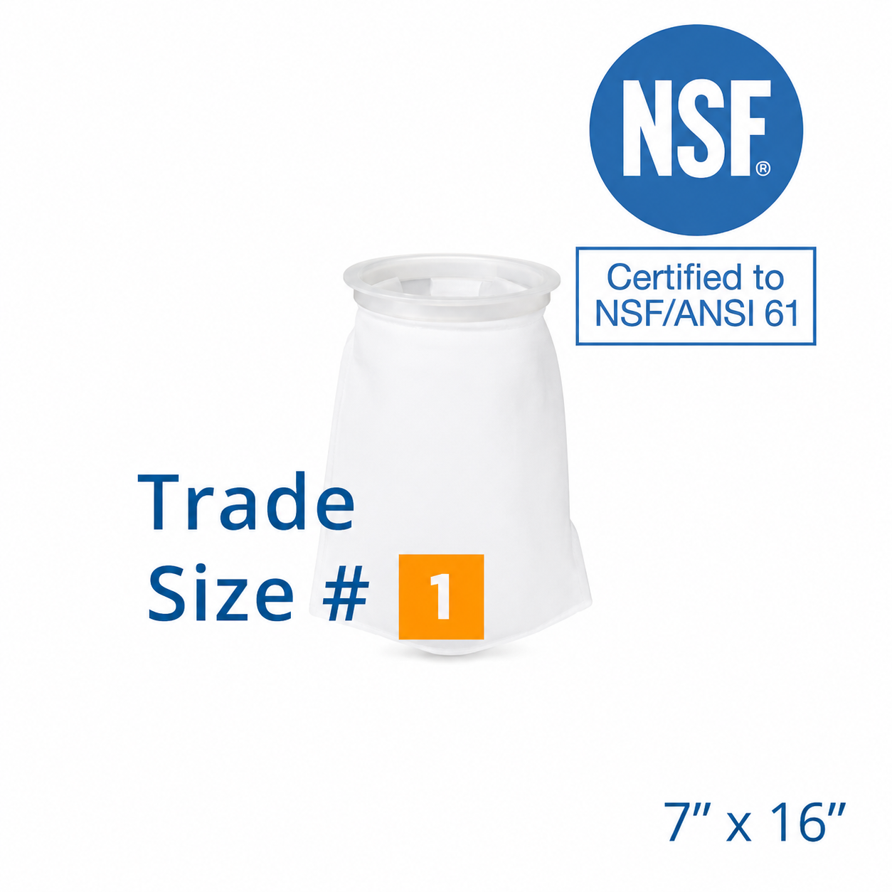 Size 1 NSF 61 Certified Filter Bags – FDA & USP Class VI Compliant